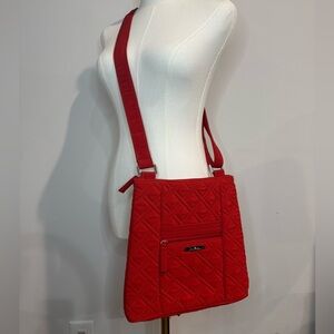 Vera Bradley Microfiber Large Hipster Crossbody Bag Red Purse Retired Patterns